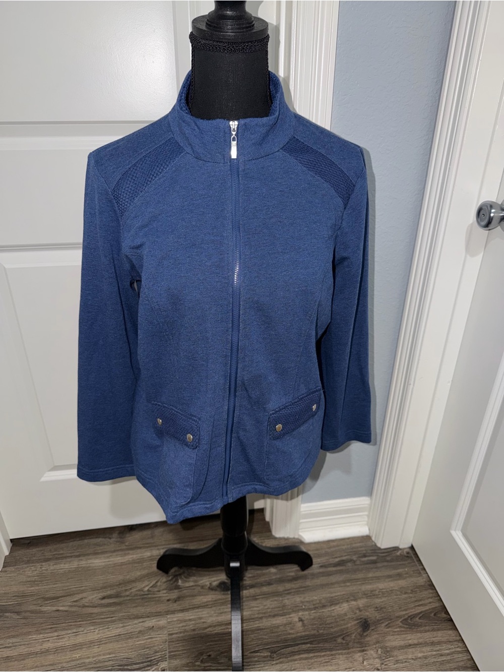 Alfred Dunner Navy Zip-Front Utility Jacket size 8P